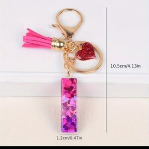 NEW! Resin Letter "I" Initial Keychain Purse 🎒 Charm w/ Sparkle Heart & Tassel